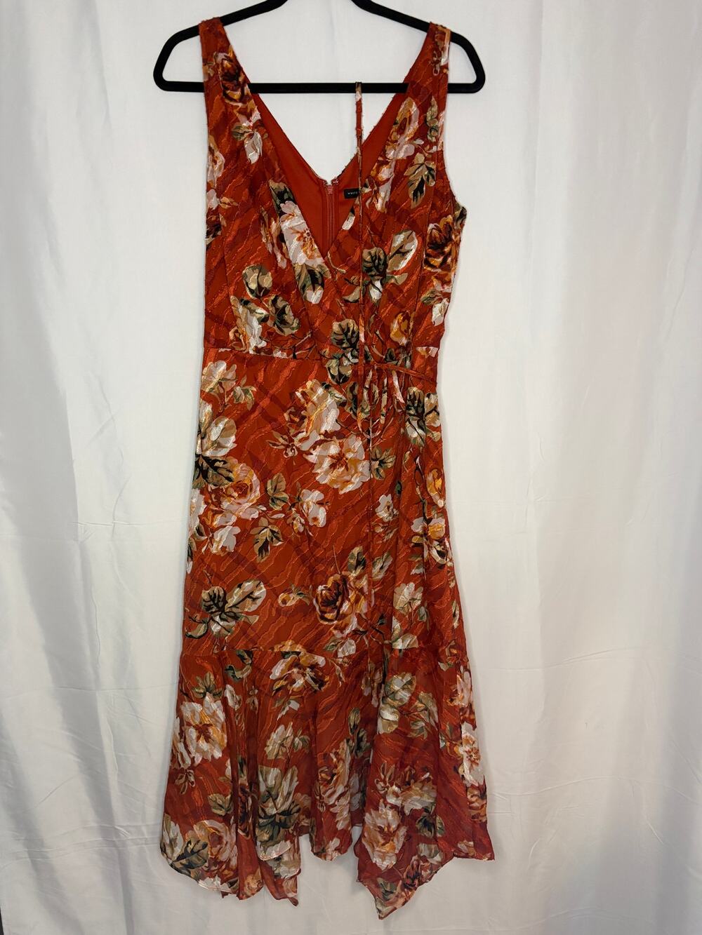 White House Black Market Wrap Dress Orange Sz 14